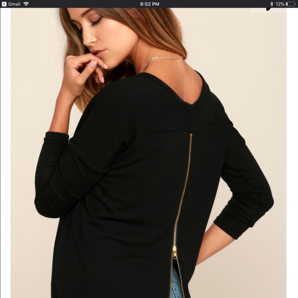 Zip to my Lou black sweater top